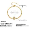 Set de joyería de acero inoxidable estilo lujo transfronterizo europeo y americano con circonita cúbica de colores en forma de esfera, incluyendo un brazalete, un collar y unos pendientes