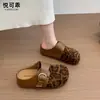 Couro legítimo, sola grossa, aumento de altura, de calçar, bico fechado, estilo meia-sapatilha, sapatos casuais femininos para uso externo, nova coleção outono 2026, estilo Birkenstock retrô