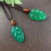 Folhas de Ágata Verde Imperial Mais Vendidas Transfronteiriças, Folhas de Ágata Verde de Alta Transparência de Gelo, Pingentes DIY Estilo Casal