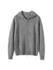 Cárdigan de Cachemir con Cremallera para Mujer, Ropa de Punto con Capucha, Abrigo de Color Sólido, Estilo Perezoso Simple, Chaqueta Suéter Nueva