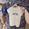 BM Style American Style Retro New York New York Letter Printed T-Shirt Feminino BM Sweet and Spicy Top de manga curta Ins Trendy