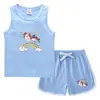 Colete de Verão Unicórnio Hot Pants Camiseta Básica Casual Coreana Absorvente de Suor Doce Camiseta Regata Infantil