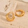 Pendientes de Acero Inoxidable Transfronterizos Europeos y Americanos Versátiles Modernos Sencillos Chapado al Vacío en Titanio Pendientes Huecos Aro para la Oreja Joyería para Mujer
