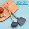 Espátula de Silicona con Mango de Madera Juego de 2 Piezas Mango Largo de Madera Resistente al Calor Almacenamiento Espátula para Cocinar Mango de Madera Anti-Escaldado Silicona