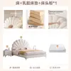 Cama de Luxo Leve Moderna Simples Quarto Principal Estilo Creme Cama de Tecido Tecnológico Cama de Celebridade da Internet Pétala Cama de Menina Princesa