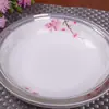 Plato de Arroz de Color Rico con Borde Dorado, Flor y Belleza Roja, Plato Cerámico para Arroz y Fruta para el Hogar, Plato de Cena de Nueva Porcelana Ósea, Plato con Calcomanía