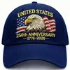 Gorra Lavable Transfronteriza Z para Hombre Edición 250 Aniversario Estampado Conmemorativo Águila Amazon Bandera 1776-2026 Gorra de Béisbol