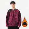 Ropa para Hombre Fengshe / Sudadera de Manga Raglán para Primavera y Otoño con Logo, Línea de Hombro de Ante Sintético, Tres Rayas, Top de Manga Larga con Forro Polar para Hombre