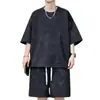 Traje Deportivo Tie-Dye de Peso Pesado al por Mayor en Stock para Hombre, Conjunto de Shorts de Manga Corta Estilo Americano de Verano, Traje Deportivo Estilo Hong Kong para Hombre