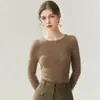 Nuevo Suéter 100% Cachemira Pura Otoño/Invierno 2026 para Mujer Cuello Redondo Ajustado Jersey de Punto Suéter Base Manga Larga