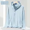 Cárdigan con Protección Solar Chaqueta con Capucha de Seda de Hielo para Hombre Ropa de Protección Solar Ropa Fina Transpirable Anti-UV de Verano para Mujer Ropa Dura para la Piel
