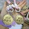 Chaveiro Pingente Ornamento Ouro Puro 999 Bilhete de RV Ursinho Desenho Animado Pingente Chaveiro Suprimento Popular