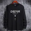 220g2021 Nueva Camiseta de Manga Larga para Hombre de Otoño Adolescente Algodón Estampada Ropa de Otoño para Hombre Top Holgado