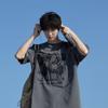 Camiseta de Manga Corta con Cuello Redondo Verano 2025 Nuevo Estilo Coreano Trendy Top de Media Manga Casual Manga Cinco Cuartos Ropa Holgada para Hombre