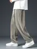 Nuevos pantalones de pana de color liso transfronterizos para primavera y otoño, de pierna recta a la moda, fluidos, casuales, versátiles, pantalones de pierna ancha holgados para hombre