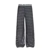 Pantalones Casuales de Pierna Ancha a Cuadros Bloque de Color Retro Americano para Hombres y Mujeres, Versátiles para Todas las Estaciones, Holgados, Adelgazantes, Pierna Recta, Sentido del Diseño, Pantalones Largos