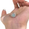 Anillo de Flor de Zircón Azul Estilo Frío de Lujo Ligero Verano Nuevo Exquisito Sensación de Alta Gama Fresco Combinable Anillo de Dedo para Mujer