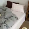 Conjunto de cama de quatro peças estilo Ins, cor lisa, 100% algodão, para casa, quarto, dormitório estudantil, conjunto simples de três peças