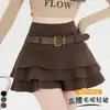 Toma real de falda corta de lana con volantes en niveles para mujer, otoño e invierno 2026, nueva de cintura alta, sexy, línea A, anti-exposición