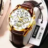 Cinturón de Moda Hombres Reloj de Cuarzo Hueco Movimiento de Escaneo PU Impermeable Calendario Luminoso Reloj de Moda Reloj