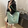 Bolso de Mujer Estilo Coreano a Cuadros Bloques de Color Estilo Bosque Nuevo Verano 2026, Bolso de Mano Lindo de Dibujos Animados para Estudiantes, Bolso de Hombro para Damas