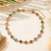 Colar transfronteiriço estilo boêmio colorido com diamantes completos, design de nicho versátil para o verão, corrente de clavícula dopamina para mulheres