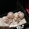 Aretes de Flor de Perla Blanca Australiana Pequeña Bola de Flores Fragancia de Jardín Completa Estrella Brillante Pendientes de Gota de Perla Manta