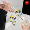 Protector de cable de datos de pingüino lindo 2D con sombrero, anti-rotura, anti-arañazos, cable de teléfono Tipo-C