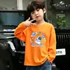 Camiseta de Manga Larga de Moda para Niños 100% Algodón 2026 Dibujos Animados Niños Primavera/Otoño Cuello Redondo Niños Medianos/Grandes Camiseta Base