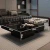 Mesa de Café Minimalista de Pizarra Estilo Italiano, Moderna Lujo Ligero Sala de Estar Uso Doméstico, Combinación Cuadrada para Apartamento Pequeño de Gama Alta