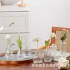 Vaso pequeno de vidro transparente com relevo vintage, mini vaso de pequeno calibre estilo europeu, garrafa decorativa hidropônica, enfeites de flores secas