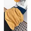 Elegante cardigã de tricô com laços e estampa floral amarela para mulheres, outono e inverno, estilo casual e macio para usar por cima.
