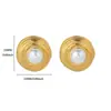 Brincos Redondos Geométricos de Pedra Olho de Tigre Estilo Vintage, Brincos Artísticos Retrô Banhados a Ouro 18K de Aço Inoxidável, Acessórios de Orelha Versáteis