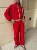 Chaqueta de Estilo Nuevo Otoño/Invierno 2026 con Bloques de Color y Cuello Alto, con Pantalones de Campana Caídos, Conjunto de Dos Piezas Estilo Europeo y Americano: Cardigan y Pantalones