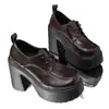 Zapatos de tacón alto de talla grande con cordones, modelo nuevo de otoño 2026, tacón grueso, estilo británico, vintage, zapatos profesionales de comercio exterior para mujer
