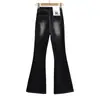 1027-1 Versão Petite Super Emagrecedor Costura Visível 26 Primavera Estilo Coreano Bolso Frontal Jeans Flare Calças Flare