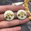 Aretes occidentales de la Edad Media, forma redonda de abeja, esmalte de color, aguja de plata, diseño de nicho de alta gama