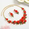 Traje de Joyería Camelia Collar Pendientes para Mujer Entrada Lujo Nueva Moda Flor Tridimensional Pulsera Pulsera Joyería de Boda