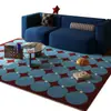Tapete azul estilo vintage Bauhaus com pelo em laço, tapete para sofá e mesa de centro, manta resistente à sujeira e isolante, tapete para sala de estar atacado