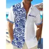 Moda Masculina Transfronteriza Tendencia Verano Camisa de Manga Corta Estilo Hawaiano Camisa Cardigan Casual Holgada Impresa en 3D