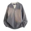 Suéter de Punto de Moda para Hombre, Otoño Invierno, Casual, Cuello Redondo, Falso Dos Piezas, Capa Base