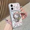 Capa de celular com design de gato bordado, compatível com iPhone 16 Pro Max e Apple 17, com acabamento metálico para um upgrade instantâneo