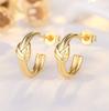 S925 Agulha de Prata Torção Brincos Geométricos Japonês e Coreano Moda Temperamento Chapeamento de Ouro Luz de Luxo Feminino ins Wind Factory Atacado