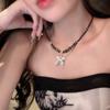 Novo colar de borboleta estilo nacional chinês para mulheres, doce e legal, corrente de clavícula com contas, estilo étnico retrô, acessórios para colar de pescoço, corrente de suéter