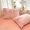 Fronhas de Veludo Leite Espessas de Inverno 48X74 Fronhas de Veludo Coral Desenho Animado Par para Uso Doméstico Capas de Travesseiro de Veludo Floco de Neve