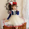 Vestido blanco nieve para niña con chal largo, vestido tutú para niña, vestido con flores color bronce, comercio exterior transfronterizo