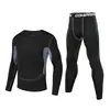 Conjunto de ropa deportiva de compresión de secado rápido para hombre, traje de entrenamiento de alta elasticidad, capa base de otoño, ropa para baloncesto y fitness, camiseta interior de manga larga