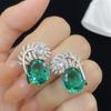 Anel de Abertura para Transmissão ao Vivo Rede Popular com Rede de Diamantes Inteira de Esmeralda de Cultivo Colombiano, Conjunto de Brincos Pendentes Femininos