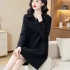 Vestido Feminino Plus Size Preto Manga Longa Zíper Lapela Outono Temperamento Gorduchinha Casual Moda Saia Midi Transfronteiriço
