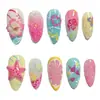 Estrella de Mar Almendra Limón Pintada a Mano Resina 3D Uñas Portátiles Arte de Uñas Comercio Exterior Transfronterizo Venta Caliente Uñas Postizas Terminadas 30 Piezas